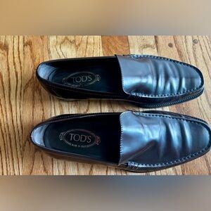 TOD'S Black Leather Men's Slip-On Driving Loafers